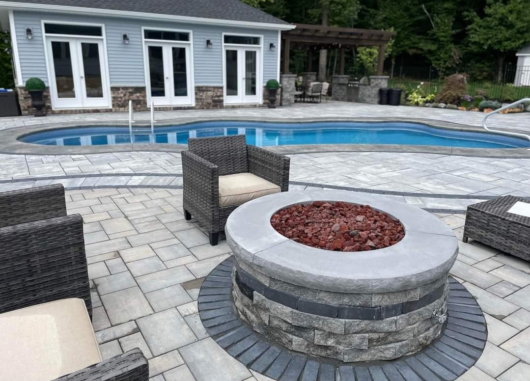 A home with pavers used to install hardscaping features