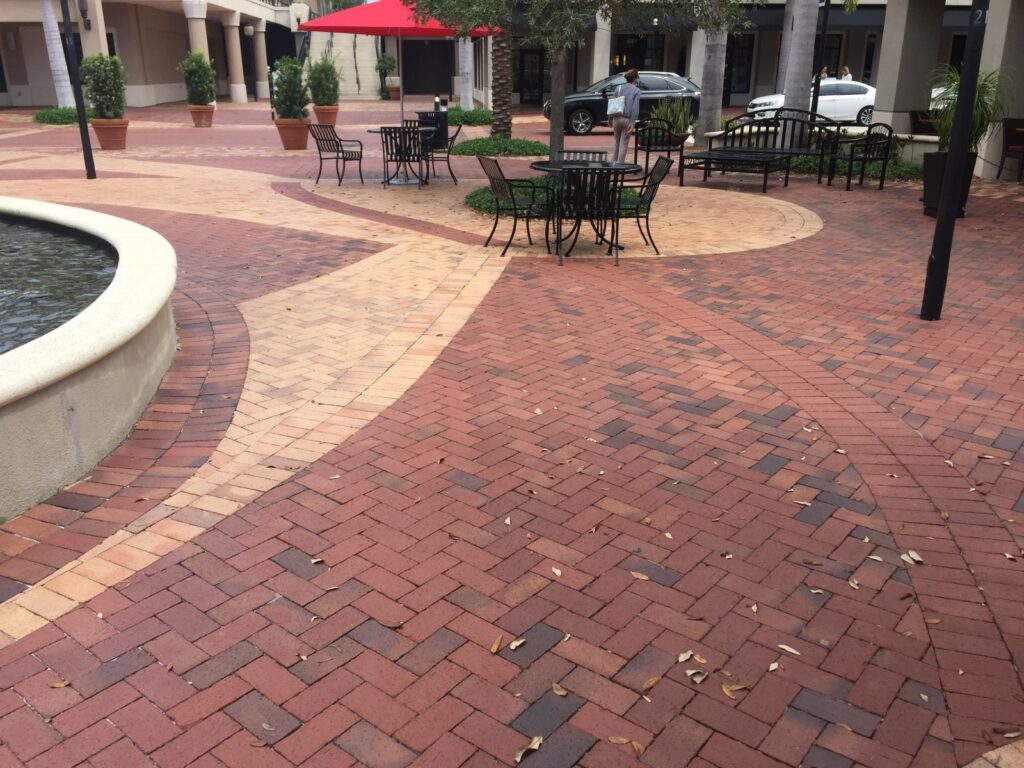 Red and tan brick pavers.