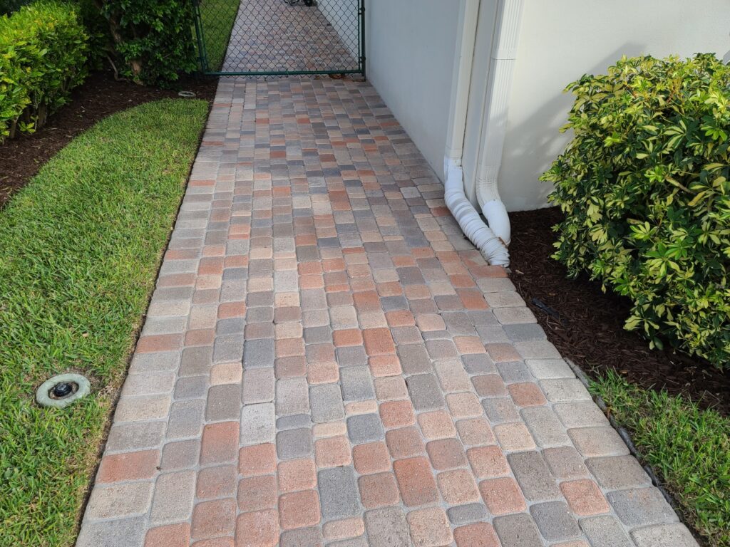 Brick pavers in a side yard