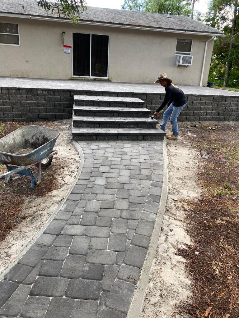 Footer pavers leading to stairs