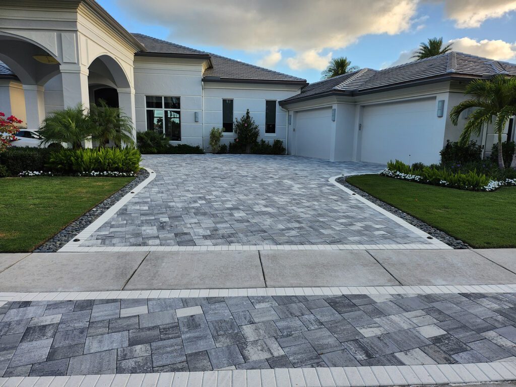 house with brick pavers, one of the best pavers for driveways