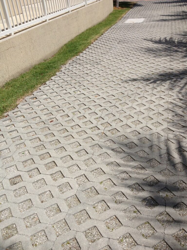 Permeable pavers in a backyard in Palm Beach County, Florida