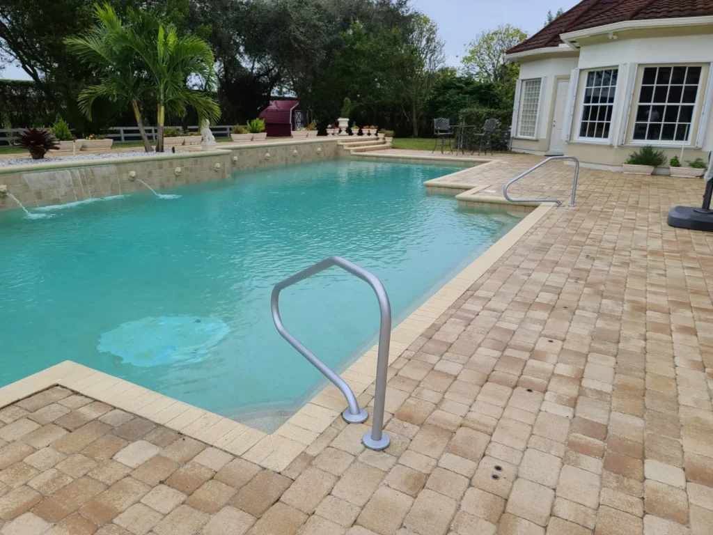 A pool deck installed by professional paver services